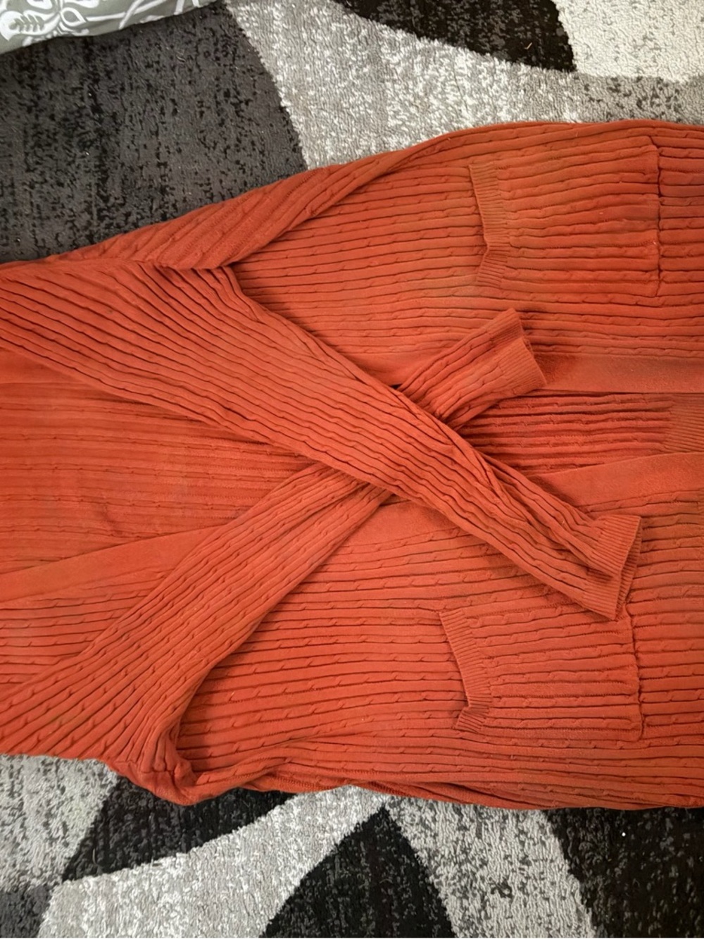 belk Ribbed Open-Front Cardigan in Burnt Orange